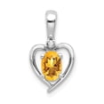 thumbnail image 1 of Real 14kt White Gold Citrine and Diamond Heart Pendant; for Adults and Teens; for Women and Men, 1 of 3