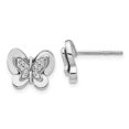 thumbnail image 1 of Real 14kt White Gold Diamond Butterfly Earrings; for Adults and Teens; for Women and Men, 1 of 2