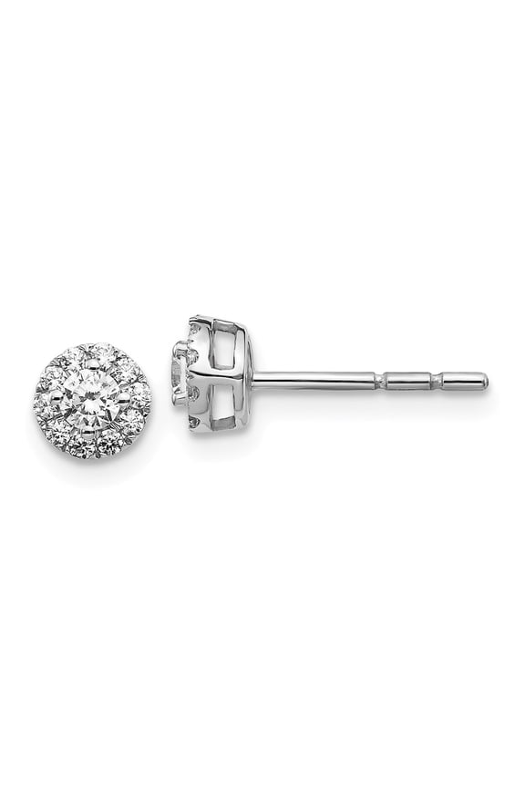 Real 14kt White Gold Diamond Cluster Post Earrings; for Adults and Teens; for Women and Men