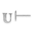 thumbnail image 1 of Real 14kt White Gold Diamond Initial U Earrings; for Adults and Teens; for Women and Men, 1 of 2
