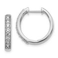 thumbnail image 1 of Real 14kt White Gold Diamond Milgrain Hinged Hoop Earrings; for Adults and Teens; for Women and Men, 1 of 2
