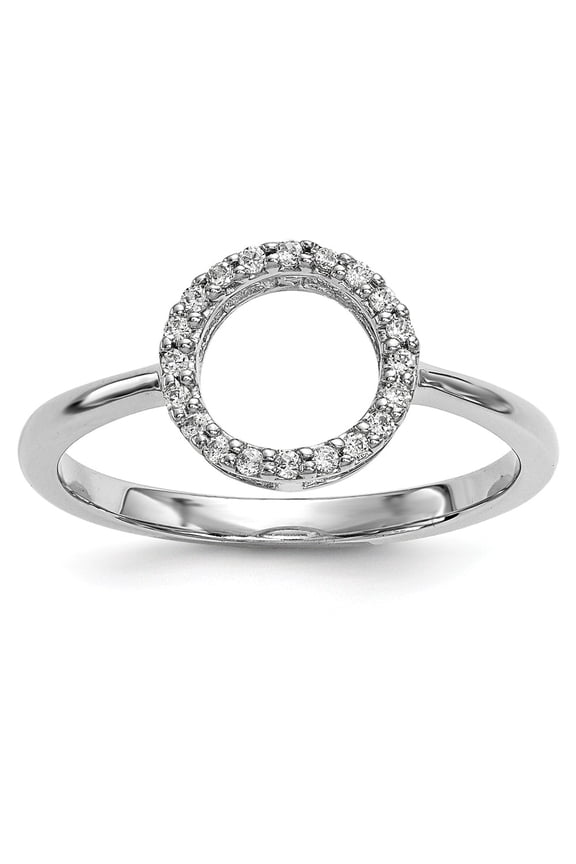 Real 14kt White Gold Diamond Open Circle Ring Size: 7; for Adults and Teens; for Women and Men