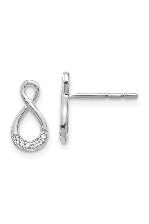 Real 14kt White Gold Diamond Twisted Post Earrings; for Adults and Teens; for Women and Men