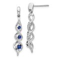 thumbnail image 1 of Real 14kt White Gold Diamond and Blue Sapphire Post Dangle Earrings; for Adults and Teens; for Women and Men, 1 of 2