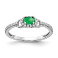thumbnail image 1 of Real 14kt White Gold Diamond and Cabochon Emerald Ring Size: 7; for Adults and Teens; for Women and Men, 1 of 2