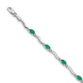 thumbnail image 1 of Real 14kt White Gold Diamond and Emerald Chain Bracelet; 7 inch; Lobster Clasp; for Adults and Teens; for Women and Men, 1 of 1