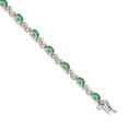 thumbnail image 1 of Real 14kt White Gold Diamond and Emerald Chain Bracelet; 7 inch; for Adults and Teens; for Women and Men, 1 of 2