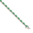 thumbnail image 1 of Real 14kt White Gold Diamond and Emerald Chain Bracelet; 7 inch; for Adults and Teens; for Women and Men, 1 of 2