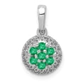 thumbnail image 1 of Real 14kt White Gold Diamond and Emerald Halo Circle Pendant; for Adults and Teens; for Women and Men, 1 of 4
