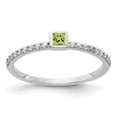 thumbnail image 1 of Real 14kt White Gold Diamond and Princess Peridot Ring Size: 7; for Adults and Teens; for Women and Men, 1 of 2