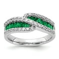 thumbnail image 1 of Real 14kt White Gold Emerald Diamond Ring Size: 7; for Adults and Teens; for Women and Men, 1 of 3