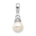 thumbnail image 1 of Real 14kt White Gold FW Cultured Pearl and Diamond Pendant; for Adults and Teens; for Women and Men, 1 of 3