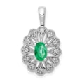 thumbnail image 1 of Real 14kt White Gold Fancy Diamond and Oval Emerald Pendant, 1 of 4