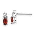 thumbnail image 1 of Real 14kt White Gold Garnet and Diamond Post Earrings; for Adults and Teens; for Women and Men, 1 of 3
