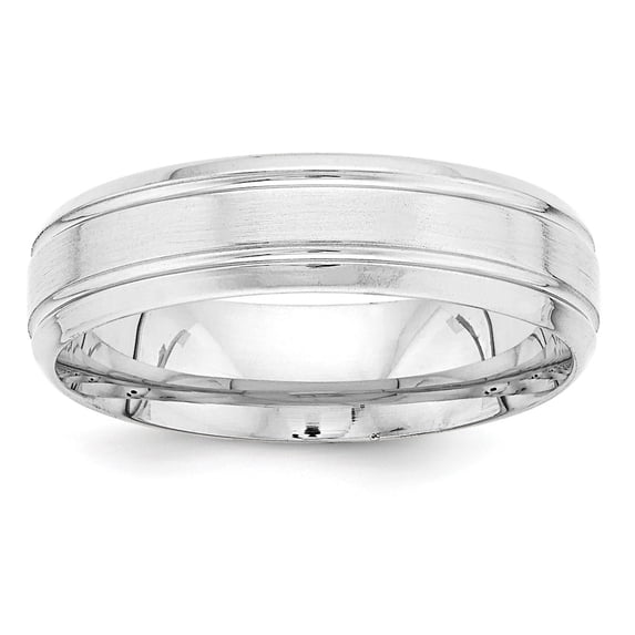Real 14kt White Gold Heavy Comfort Fit Brush Satin Fancy Band Size: 12; for Adults and Teens; for Women and Men