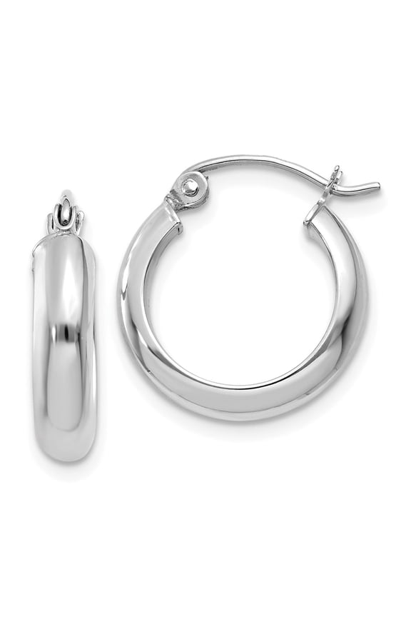 Real 14kt White Gold Hoop Earrings; for Adults and Teens; for Women and Men