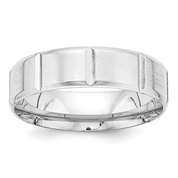 Real 14kt White Gold Light Comfort Fit Brush Satin Fancy Band Size: 7; for Adults and Teens; for Women and Men
