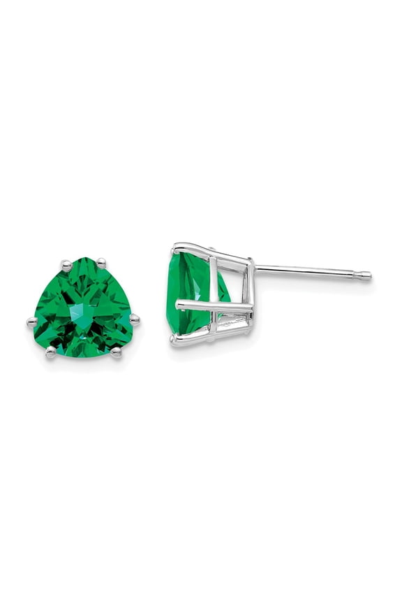Real 14kt White Gold Mount St. Helens Trillion Stud Earrings; for Adults and Teens; for Women and Men