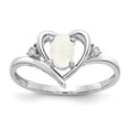 thumbnail image 1 of Real 14kt White Gold Opal and Diamond Heart Ring Size: 7; for Adults and Teens; for Women and Men, 1 of 5