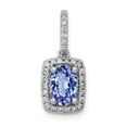 thumbnail image 1 of Real 14kt White Gold Oval .94 Tanzanite and Diamond Rectangle Pendant; for Adults and Teens; for Women and Men, 1 of 4