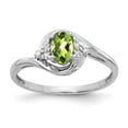 thumbnail image 1 of Real 14kt White Gold Peridot and Diamond Ring Size: 7; for Adults and Teens; for Women and Men, 1 of 5