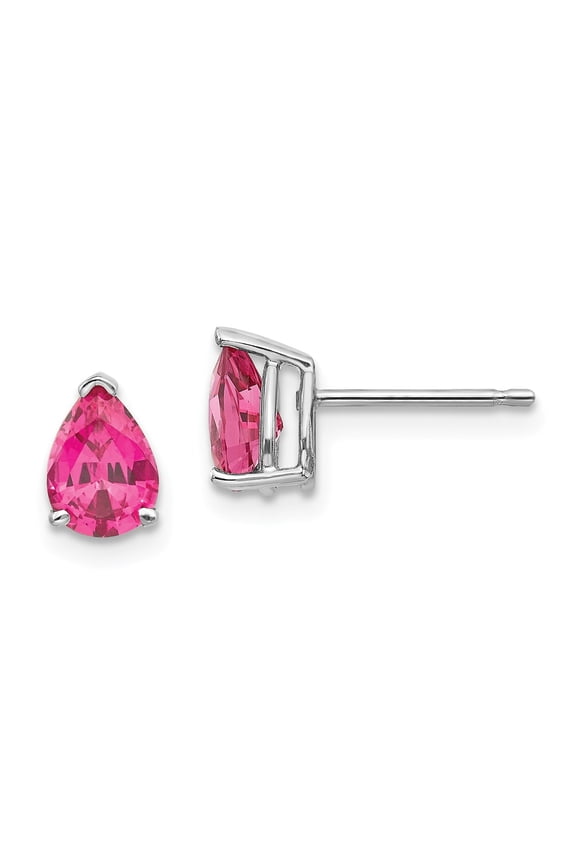 Real 14kt White Gold Pink Spinel Earrings; for Adults and Teens; for Women and Men