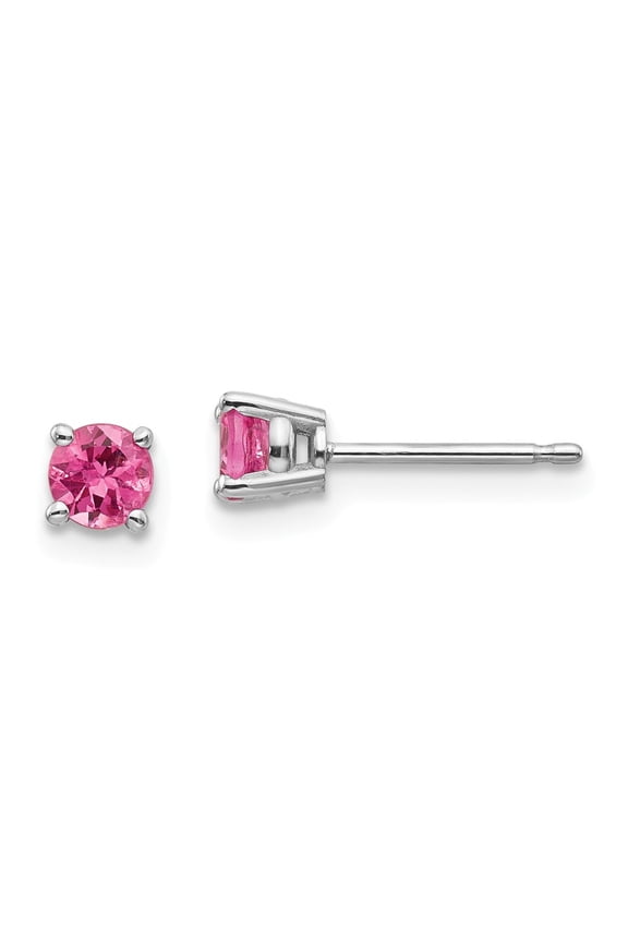 Real 14kt White Gold Pink Spinel Earrings; for Adults and Teens; for Women and Men