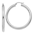 thumbnail image 1 of Real 14kt White Gold Polished 4mm Lightweight Tube Hoop Earrings; for Adults and Teens; for Women and Men, 1 of 3