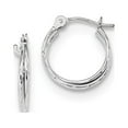 thumbnail image 1 of Real 14kt White Gold Polished Diamond Cut Double Hoops; for Adults and Teens; for Women and Men, 1 of 2