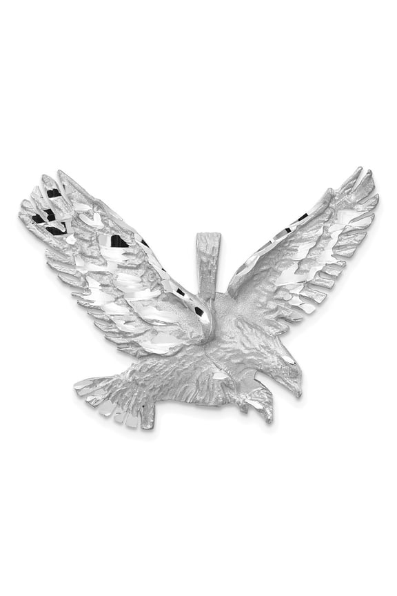 Real 14kt White Gold Polished Diamond-cut Eagle Pendant; for Adults and Teens; for Women and Men