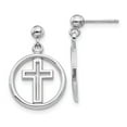 thumbnail image 1 of Real 14kt White Gold Polished Eternal Life Cross Dangle Post Earrings; for Adults and Teens; for Women and Men, 1 of 3