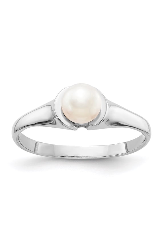 Real 14kt White Gold Polished Pearl Ring Mounting Size: 6; for Adults and Teens; for Women and Men