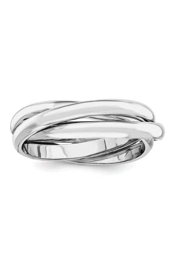 Real 14kt White Gold Polished Rolling Ring Size: 6; for Adults and Teens; for Women and Men