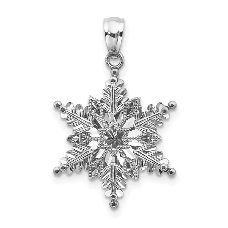 14k White Gold Polished And Textured 2 Level Snowflake Pendant 14k White Gold Polished And Textured 2 Level Snowflake Pendant