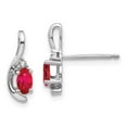 thumbnail image 1 of Real 14kt White Gold Ruby and Diamond Post Earrings; for Adults and Teens; for Women and Men, 1 of 3