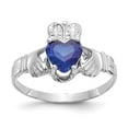 thumbnail image 1 of Real 14kt White Gold September CZ Birthstone Claddagh Ring Size: 5; for Adults and Teens; for Women and Men, 1 of 5