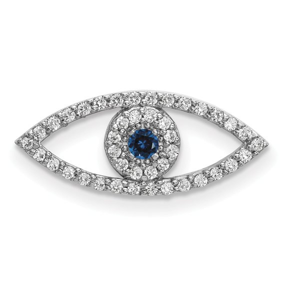 Real 14kt White Gold Small Evil Eye Pendant Mounting; for Adults and Teens; for Women and Men