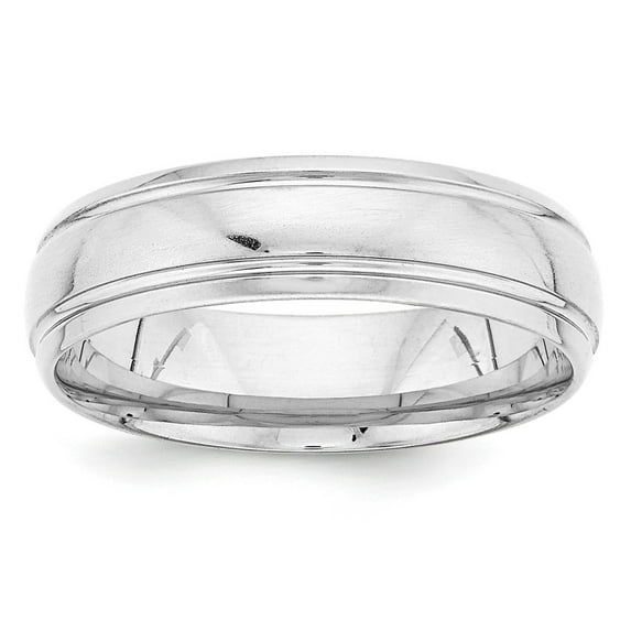 Real 14kt White Gold Standard Comfort Fit Brush Satin Fancy Band Size: 11; for Adults and Teens; for Women and Men