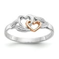 thumbnail image 1 of Real 14kt White and Rose Gold-Plated Polished Hearts and Leaves Ring Size: 7; for Adults and Teens; for Women and Men, 1 of 5
