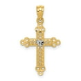 thumbnail image 1 of Real 14kt With Rhodium Budded Cross Pendant; for Adults and Teens; for Women and Men, 1 of 4