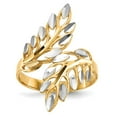 thumbnail image 1 of Real 14kt With White Rhodium Diamond-cut Leaves Ring Size: 7; for Adults and Teens; for Women and Men, 1 of 5