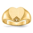 thumbnail image 1 of Real 14kt Yellow Gold .005ct. Diamond Closed Back 9.0x9.0mm Heart Signet Ring Mounting Size: 5; for Adults and Teens; for Women and Men, 1 of 5
