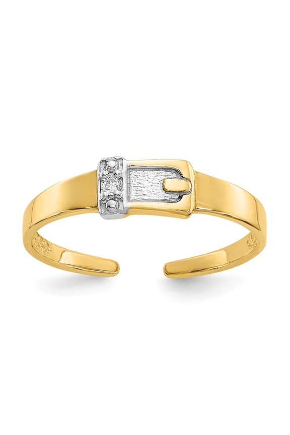 Real 14kt Yellow Gold .01ct Diamond Buckle Toe Ring; for Adults and Teens; for Women and Men