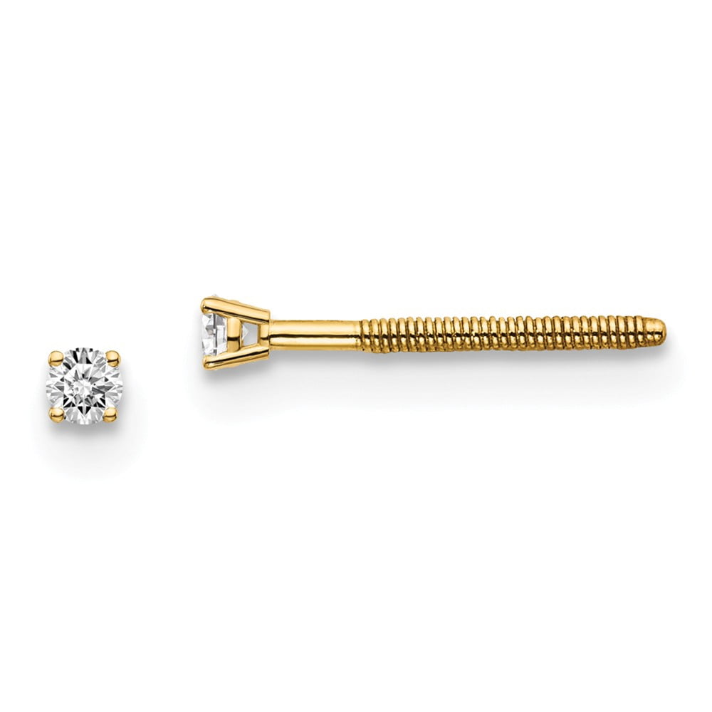 Real 14kt Yellow Gold .05ct. SI3 G-I Diamond Stud Thread on/off Post Earrings; for Adults and Teens; for Women and Men