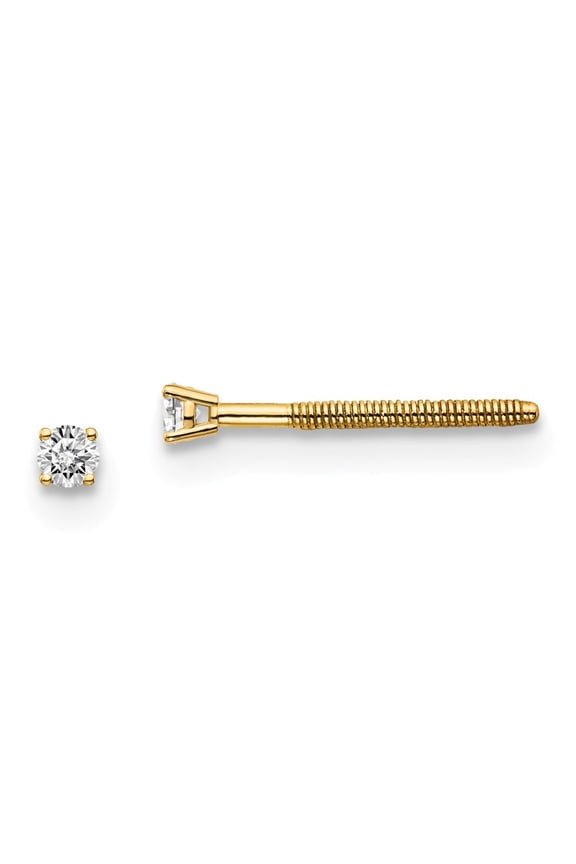 Real 14kt Yellow Gold .05ct. VS2/SI1 G-I Diamond Stud Thread on/off Post Earrings; for Adults and Teens; for Women and Men