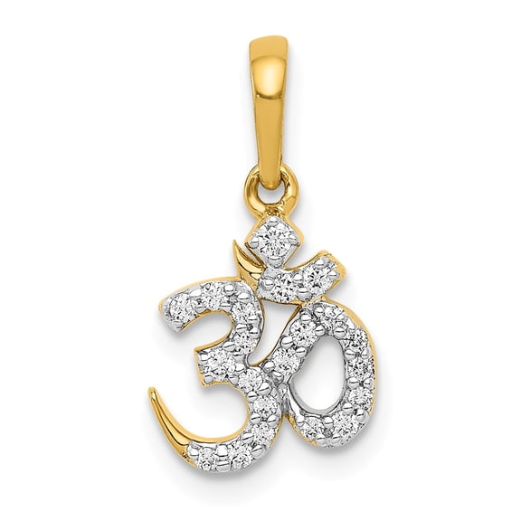 Real 14kt Yellow Gold 1/6ct. Diamond Om Pendant; for Adults and Teens; for Women and Men