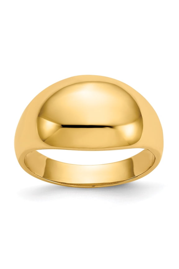 Real 14kt Yellow Gold 10mm Domed-top Tapered Cigar Band Ring Size: 7; for Adults and Teens; for Women and Men