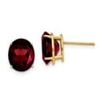 thumbnail image 1 of Real 14kt Yellow Gold 10x8mm Oval Garnet Earrings; for Adults and Teens; for Women and Men, 1 of 2