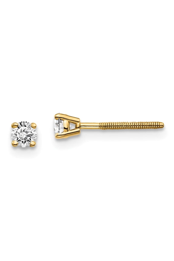 Real 14kt Yellow Gold .20ct. SI3 G-I Diamond Stud Thread on/off Post Earrings; for Adults and Teens; for Women and Men