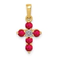 thumbnail image 1 of Real 14kt Yellow Gold .30 Ruby and Diamond Cross Pendant; for Adults and Teens; for Women and Men, 1 of 4